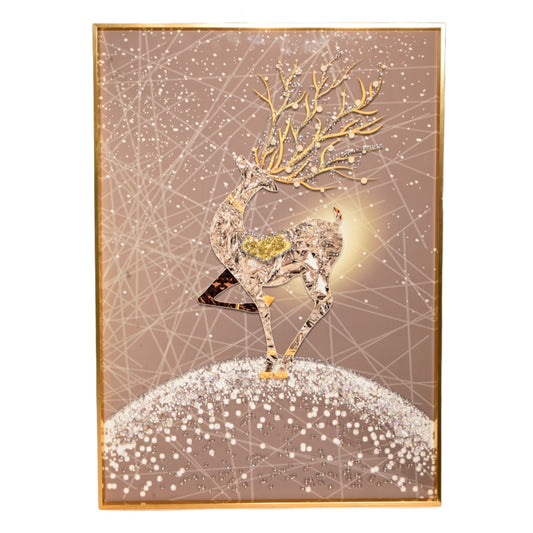 Celestial Stag Wall Art | 3D Metallic Deer with Starburst Design