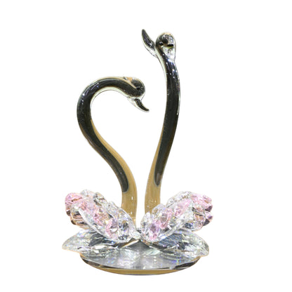 Crystal Love Swans | Glass Figurine with Pink Gem Accents