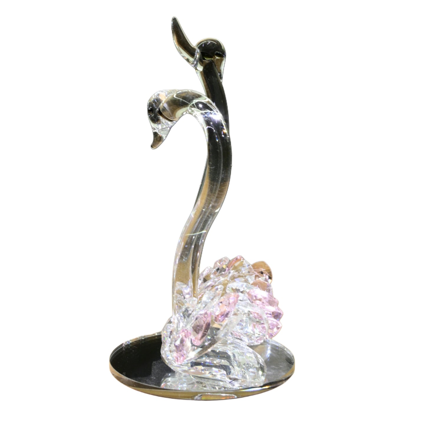 Crystal Love Swans | Glass Figurine with Pink Gem Accents