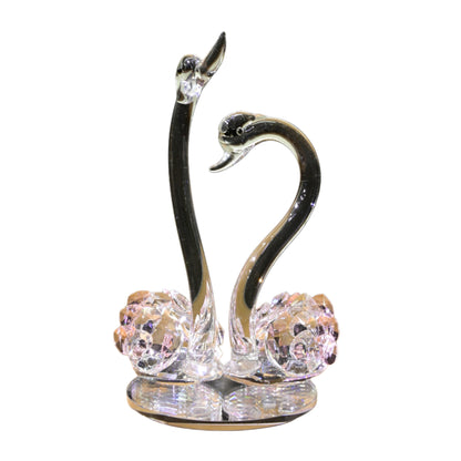 Crystal Love Swans | Glass Figurine with Pink Gem Accents