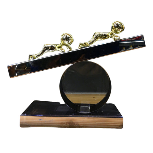 Modern Balance Sculpture | Abstract Home Decor Showpiece with Golden Figurines